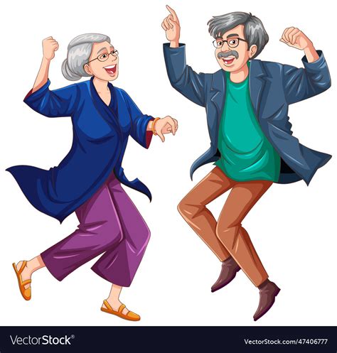 European old couple dancing isolated Royalty Free Vector