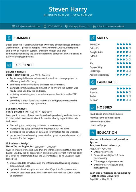 Resume Format For Data Analyst