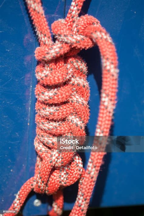 Red And White Rope With Knots Stock Photo - Download Image Now - Dew, No People, Photography ...