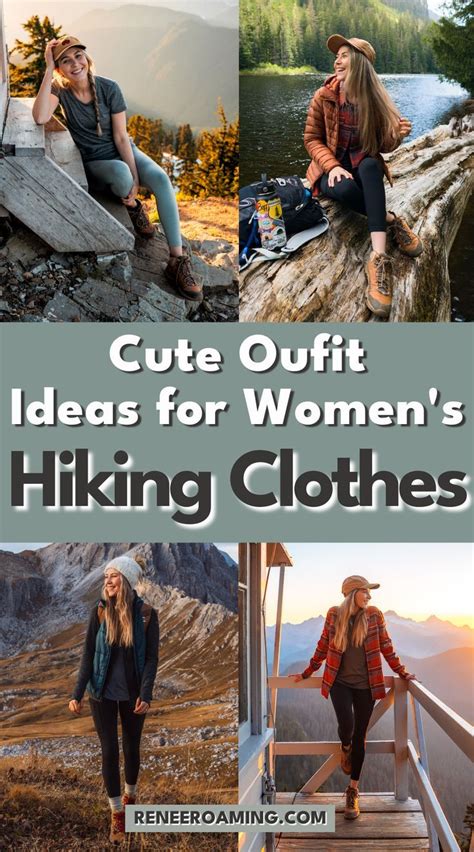 Photo Collage Of A Woman Outdoors Hiking And Wearing Cute Hiking Clothes Linked To Cute Outfit