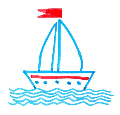 Premium Vector Felt Pen Childlike Drawing Of Ship