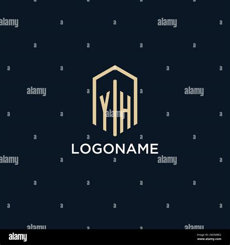 YH Initial Monogram Logo With Hexagonal Shape Style Real Estate Logo