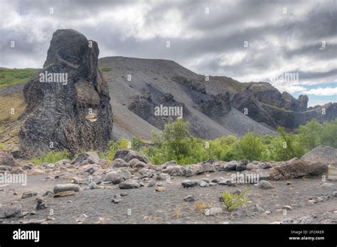 Hexagonal Basalt Rocks At Hljodaklettar On Iceland Stock Photo Alamy