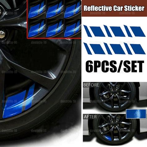 Pcs Blue Reflective Car Wheel Rim Vinyl Decals Stickers Accessories