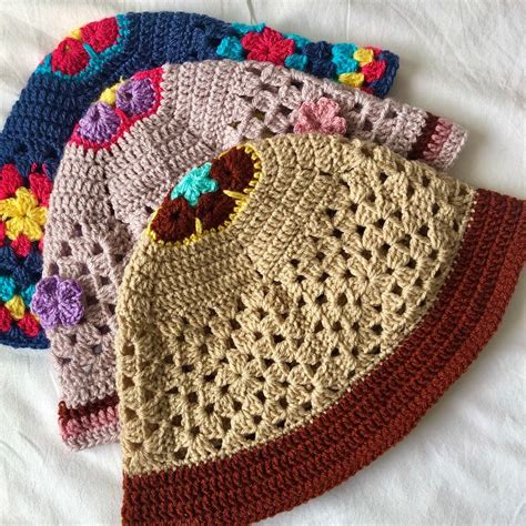 Granny Square Bucket Hat Crochet Pattern Crochet Bucket Hat Etsy