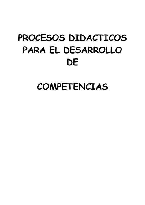 Procesos Didacticos Procesos Didacticos Para El Desarrollo De