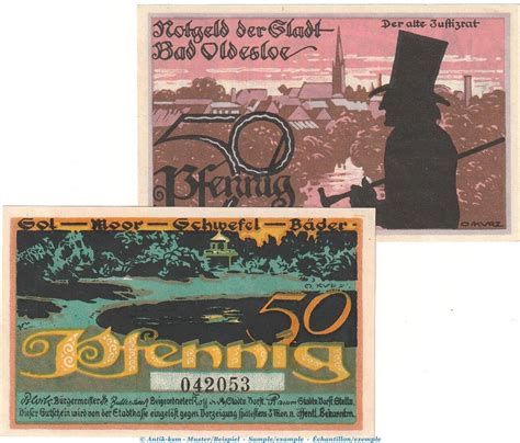 Notgeld De 2 Scheine Kpl Oldeslohe M G 1021 1 Notgeld Set Mit 2