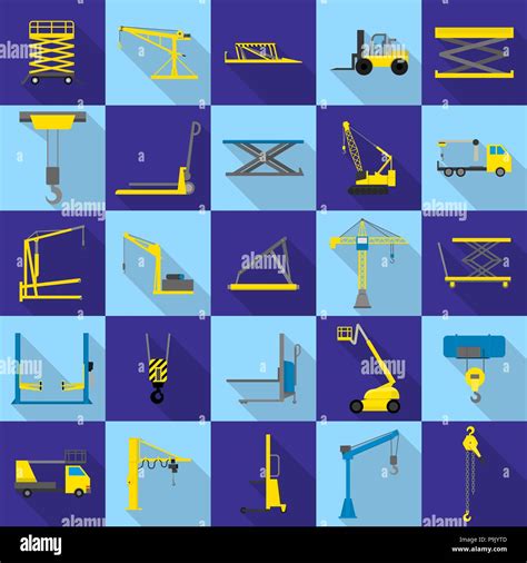 Lifting Machine Icons Set Flat Style Stock Vector Image Art Alamy