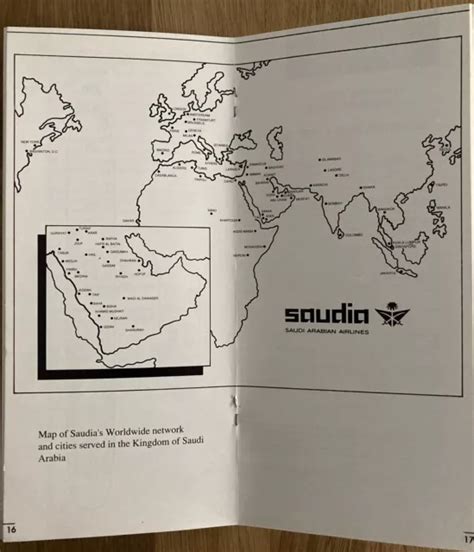 SAUDIA AIRLINES 1990S PROFILE BROCHURE B747 SEAT CHART ROUTE MAP