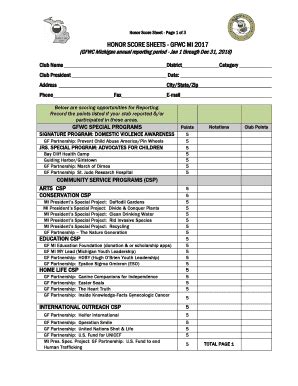 Fillable Online Gfwcmi Honor Score Sheets Gfwc Mi Gfwcmi