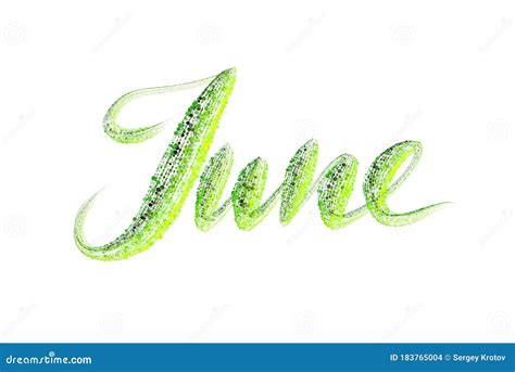 June Lettering Word Written With Green Luminous Particles Isolated On