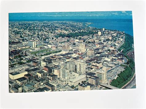 Tacoma Washington Commencement Bay Aerial View Vintage Etsy