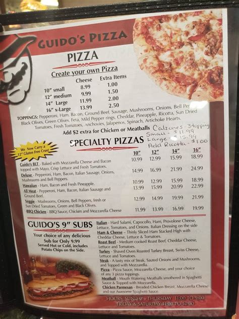 Menu At Guidos Pizza Pizzeria Prescott Valley 150 Az 69