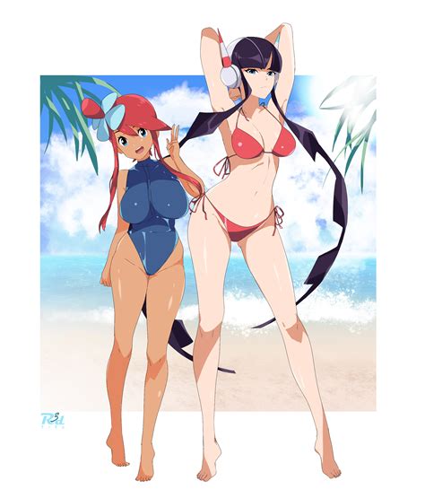 Rule 34 2girls Bikini Chocolate And Vanilla Elesa Pokemon Elesa Pokemon Bw2 Female Only