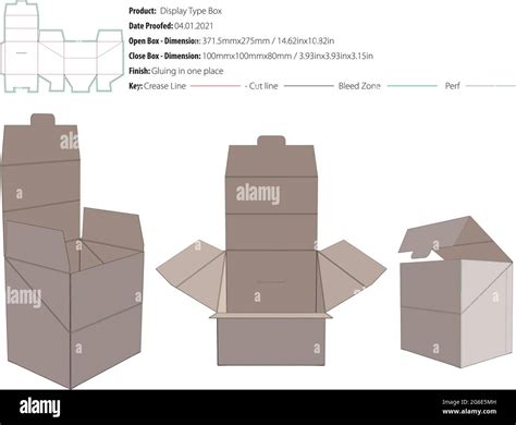 Plantilla De Dise O De Embalaje De Caja Tipo Display Con Perforaci N Y