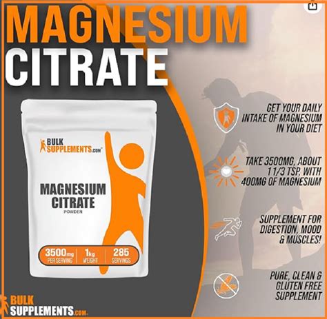 Bulksupplements Magnesium Citrate Powder 1kg 3 5g Per Serving Ebay