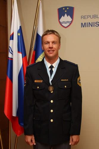 Policija Reception For Rok Kolander A Top Athlete Employed With The