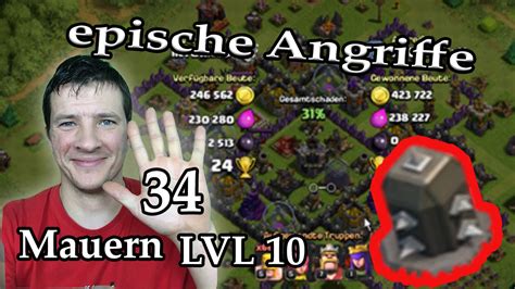 Epische Angriffe Clash Of Clans Und Mauern Lvl Youtube