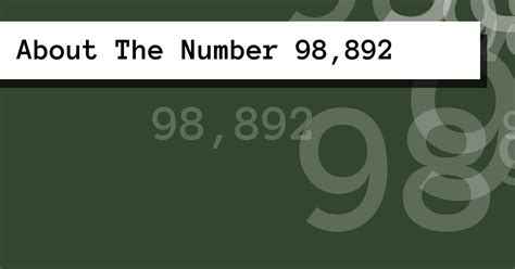 About The Number 98,892