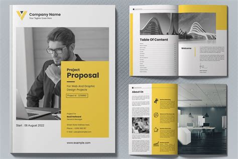 Business Proposal Layout With Yellow Accents Brochure MightyDesign