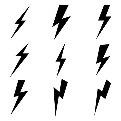 Premium Vector Lightning Bolt Icons Setvector Simple Icons In Flat