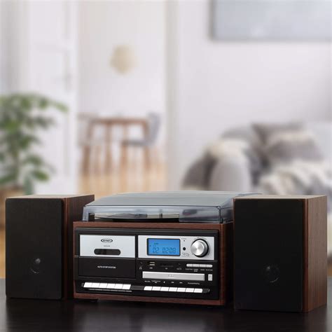 Jensen Jta 575w All In One Modern Home Record Player Stereo 3 Speed Turntable Music System