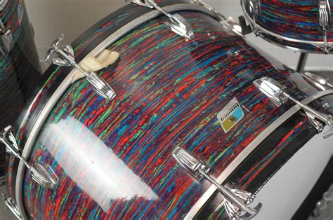 1970s Ludwig Psychedelic Red Drum Set Hawthorne Drum Shop