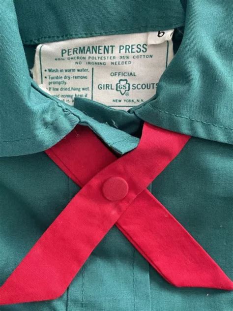 Vintage Complete 1971 Senior Girl Scout Uniform Dress 6 Hat Tie