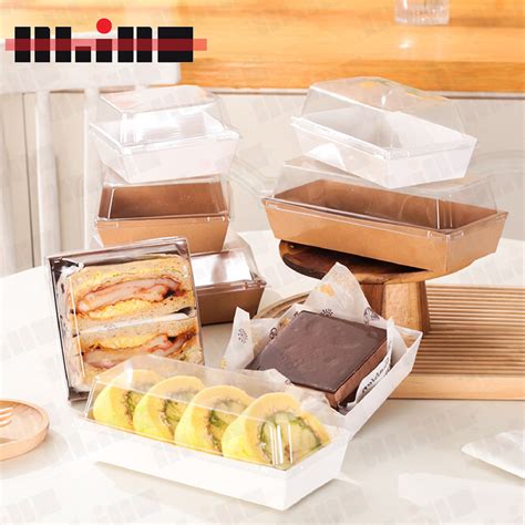 Kraft White Paper Square And Rectangular Cake Box With Transparent Lid