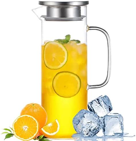 Glass Pitcher With Lid High Heat Resistance Stovetop Safe Pitcher For Hot Cold