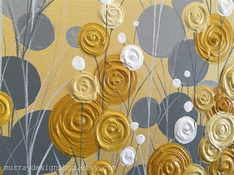 Mustard Yellow and Grey Wall Art Textured Painting Abstract - Etsy