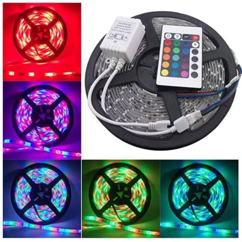 LAMPU LED STRIP 2835 3528 5050 5M 10M RGB SET WARNA WARNI IP44 AC 220V