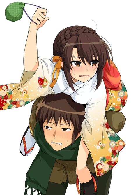 Suzumiya Haruhi And Kyon Suzumiya Haruhi No Yuuutsu Drawn By