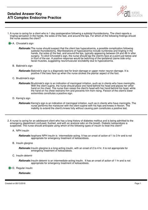 Ati Rn Adult Medical Surgical Nursing Detailed Answer Key Ati Complex