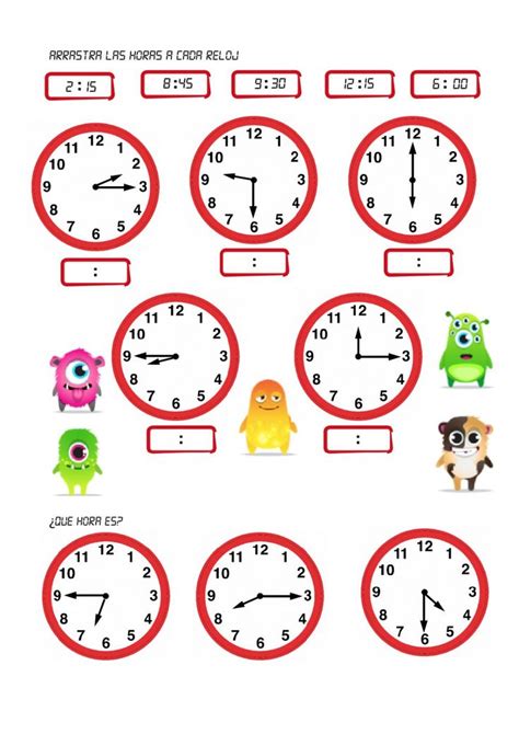 Ejercicio De Relojes Para Segundo De Primaria Actividades Del Reloj