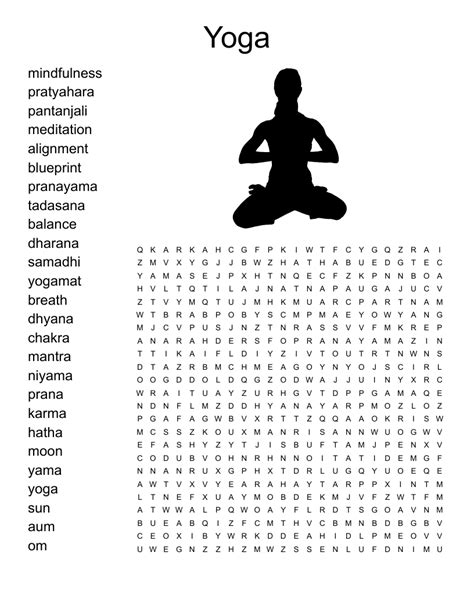 Yoga Word Search Wordmint