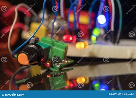 Luminous LEDs and Electronic Components Stock Image - Image of detail ...