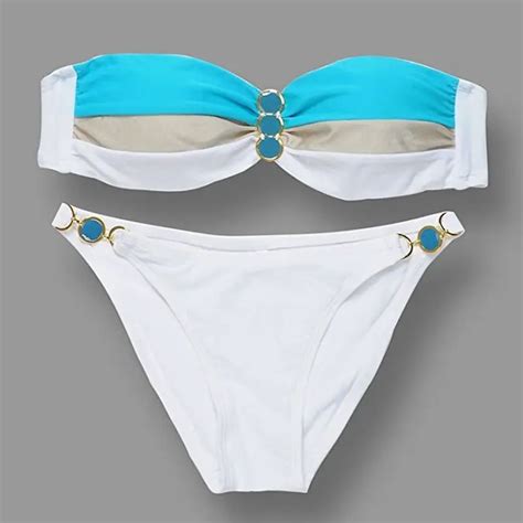 Sexy Women Swimsuit Bikini Set Patchwork Push Up Padded Bra Beachwear In Bikinis Set From