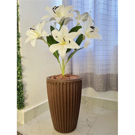 Planta Artificial Lirio Vaso Cone Polietileno Completo Shopee Brasil