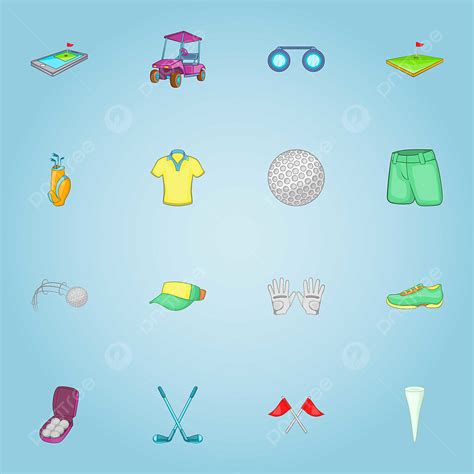 Golf Club Set Vector Design Images Golf Club Icons Set Cartoon Style