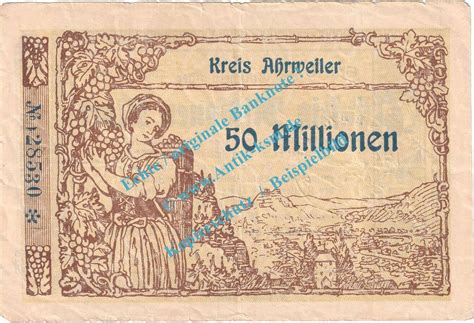 Gro Notgeld Inflation Mio Mk Ahrweiler Notgeld Millionen Mark