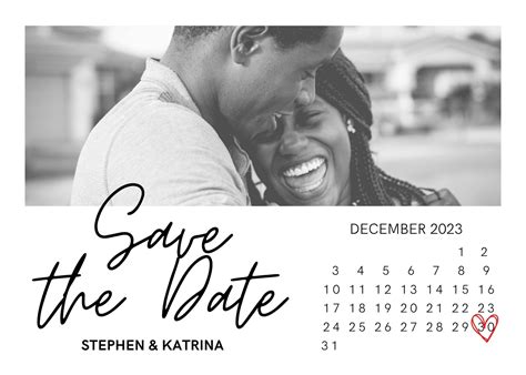 Save The Date December 2023 Calendar Etsy