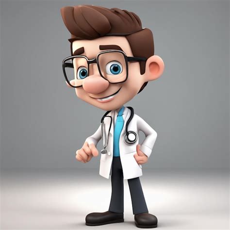 Personaje de dibujos animados médico 3d Foto Premium