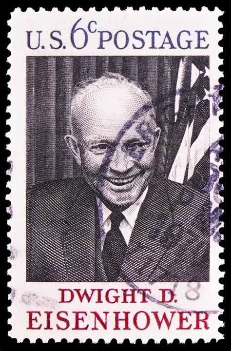 Postage Stamp Printed In United States Shows Dwight D Eisenhower 34th