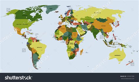 Highly Detailed Political World Map With Labeling Vector Illustration