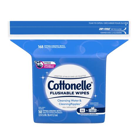 Cottonelle Flushable Wet Wipes 1 Refill Pack 168 Hypoallergenic Wipes