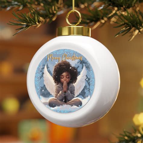 Merry Christmas Angel Ball Ornament Its A Black