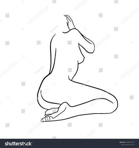Silhouette Beautiful Naked Woman Line Art Stock Vector Royalty Free 1840037410 Shutterstock