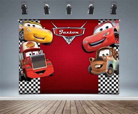 Disney Cars Backdrop Banner Birthday Theme Race Car Etsy