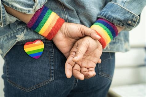 Lgbt Arco Iris Colorido Bandera Coraz N Y Cinta S Mbolo De Lesbiana Gay